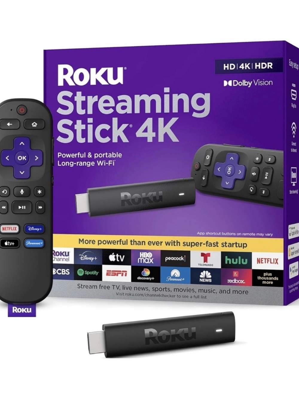 Roku Streaming Stick 4K — Purple & Black